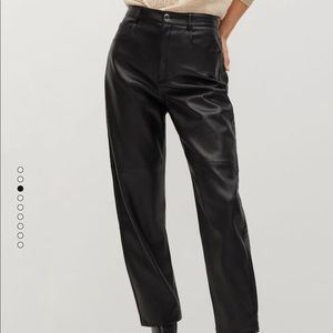 Mango Leather Effect High Waist Pant